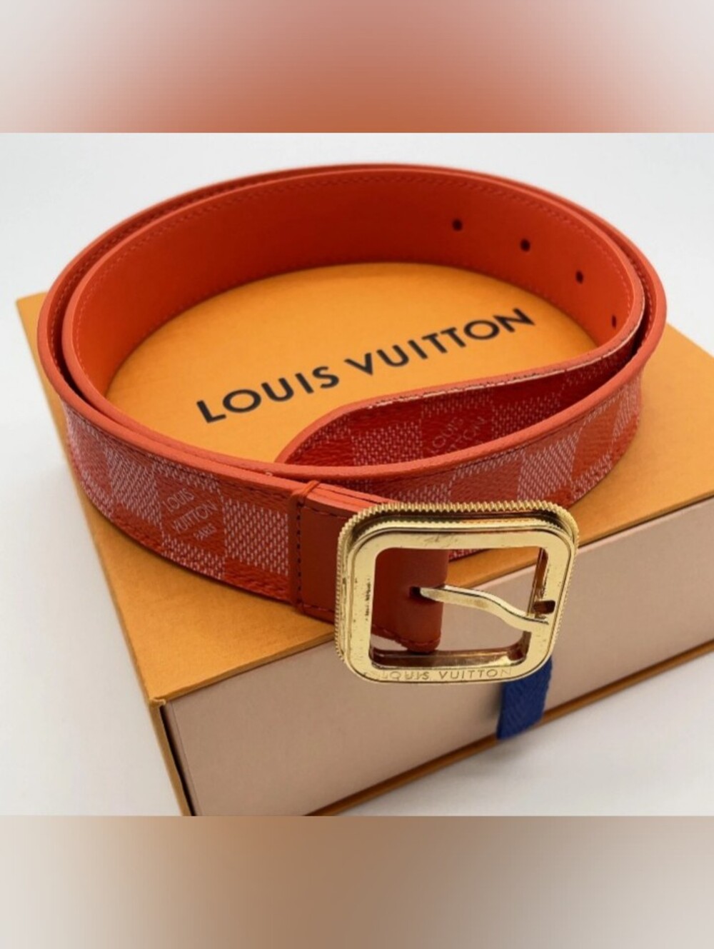 Authentic Louis Vuitton Ceinture Orange Damier Belt W/Box/Ribbon - Picture 4 of 15